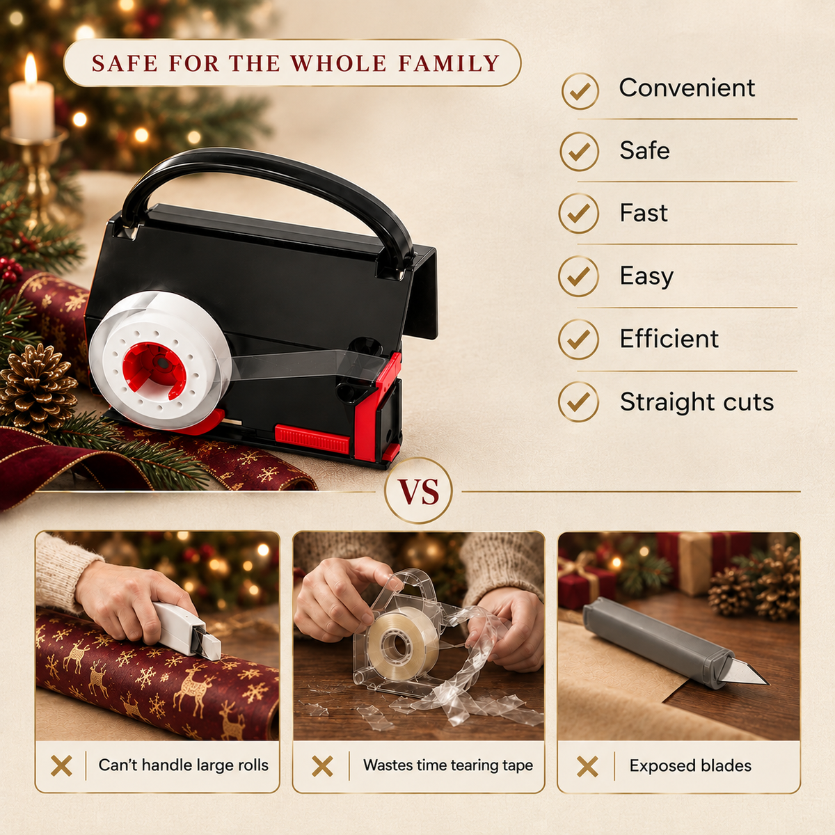 WrapMate™ 2-in-1 Gift Wrapping Cutter & Tape Dispenser